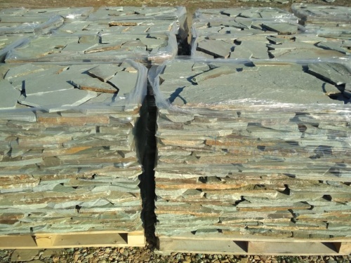 Плитняк златолит зелёный для цоколя, отмостки купить в Талдом